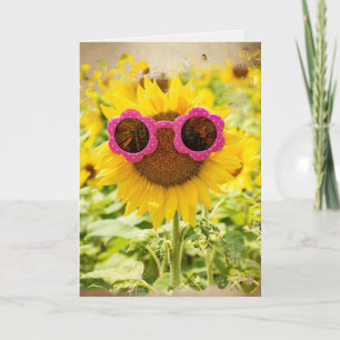 Sunglasses on Sunflower Birthday Card