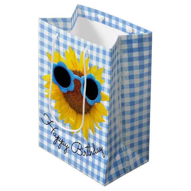 Sunglasses On Sunflower Medium Gift Bag (Front Angled)