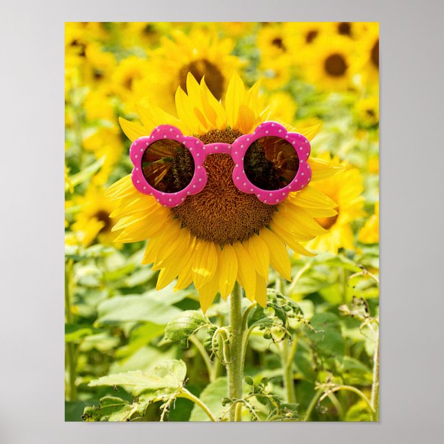 Sunglasses On Sunflower Poster (Front)