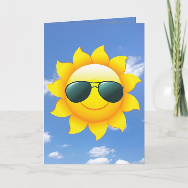 sunglasses on yellow sun thinking of you card (Front)