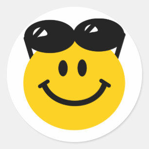 Sunglasses perched on top of head face classic round sticker