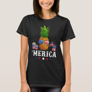 Sunglasses Pineapple American Flag 4th Of July Mer T-Shirt