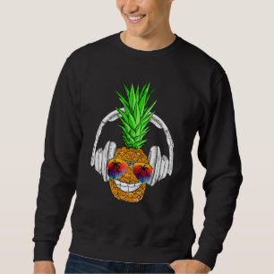 Sunglasses Pineapple Headphones Aloha Hawaii Luau  Sweatshirt