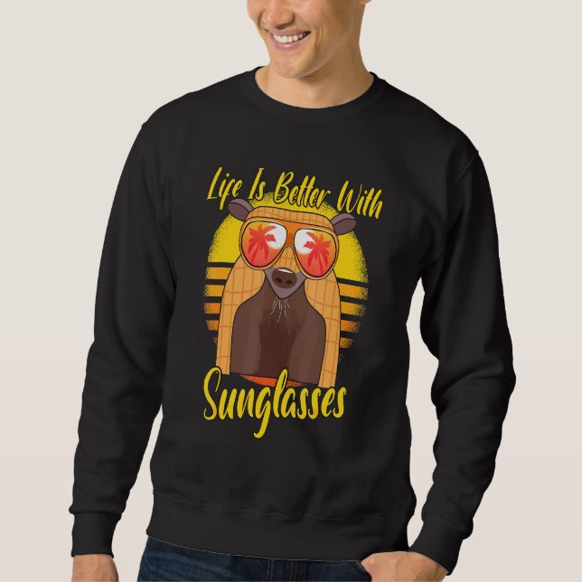 Sunglasses Retro Sunset Beach Vacation Armadillo Sweatshirt (Front)