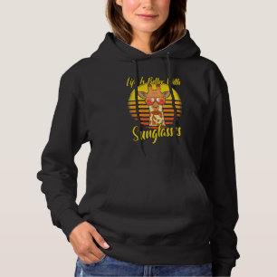 Sunglasses Retro Sunset Beach Vacation Giraffe Hoodie