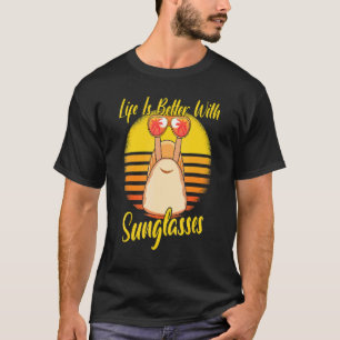 Sunglasses Retro Sunset Beach Vacation Snail T-Shirt