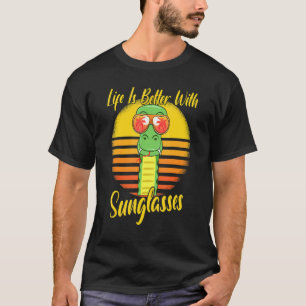 Sunglasses Retro Sunset Beach Vacation Snake T-Shirt