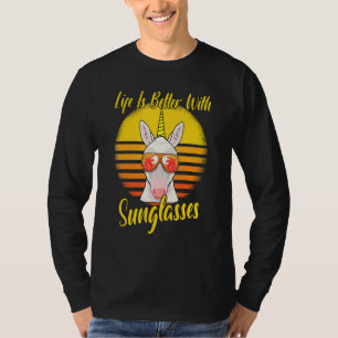 Sunglasses Retro Sunset Beach Vacation Unicorn T-Shirt