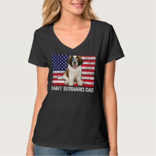 Sunglasses Saint Bernard Dad Flag American Usa Dog T-Shirt