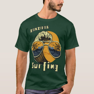 Sunglasses Surfing Beach Zanzibar Vacation Palm tr T-Shirt