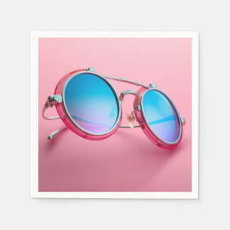 Sunglasses themed design, pink cool napkin