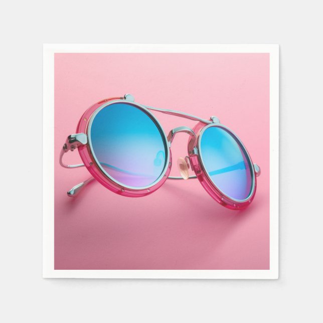 Sunglasses themed design, pink cool napkin (Front)