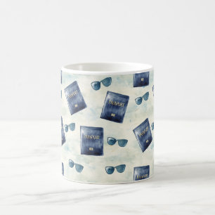 Sunglasses Travel Blue Passport Coffee Mug