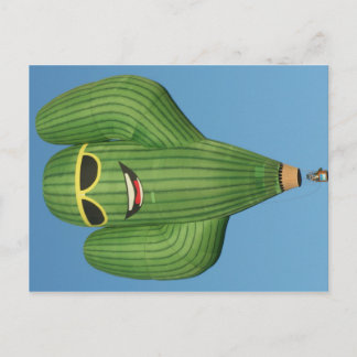 Sunglasses-Wearing Cactus Hot Air Balloon Postcard
