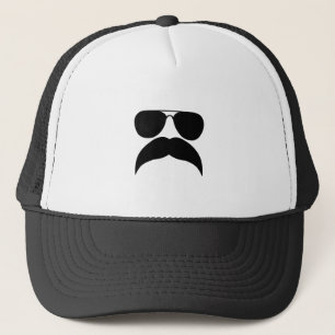 Sunglasses with moustache - Choose background colo Trucker Hat
