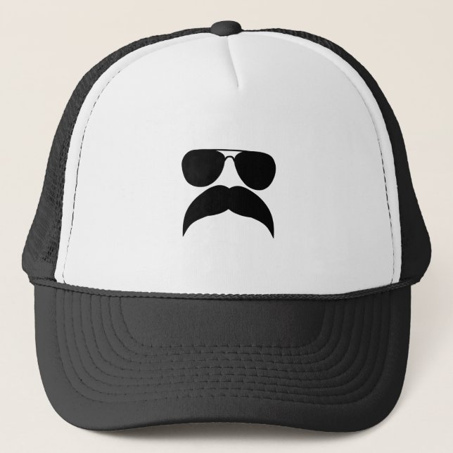 Sunglasses with moustache - Choose background colo Trucker Hat (Front)