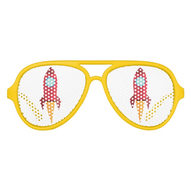 sunglasses with red rocket and yellow frame (Front)
