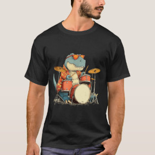 Sungles Rockstar Dinosaur With Cool Drums Costume  T-Shirt
