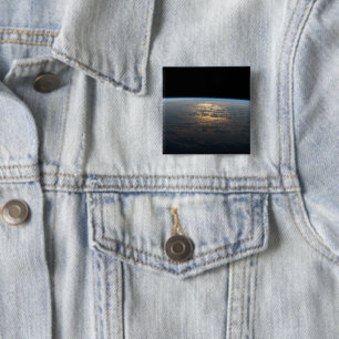 Sunglint Beams Off A Partly Cloudy South Pacific 15 Cm Square Badge