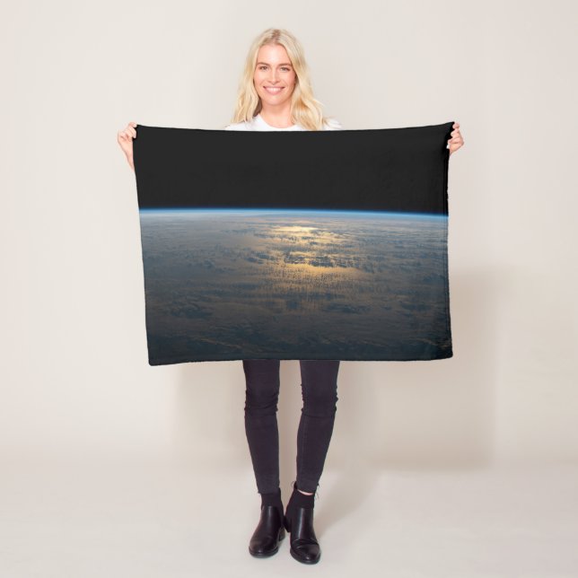 Sunglint Beams Off A Partly Cloudy South Pacific Fleece Blanket (In Situ)