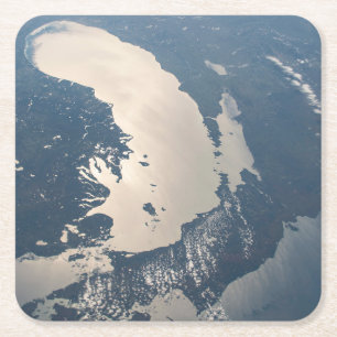 Sunglint Beams Off Lake Michigan Square Paper Coaster