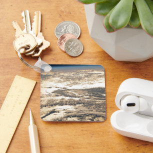 Sunglint Beams Off The Atlantic Ocean Key Ring