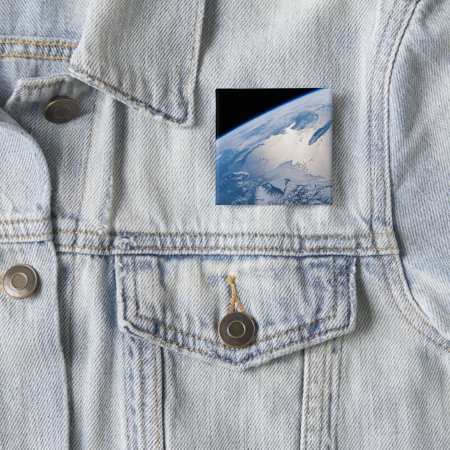 Sunglint Off The Gulf Of St. Lawrence In Canada. 15 Cm Square Badge (In Situ)