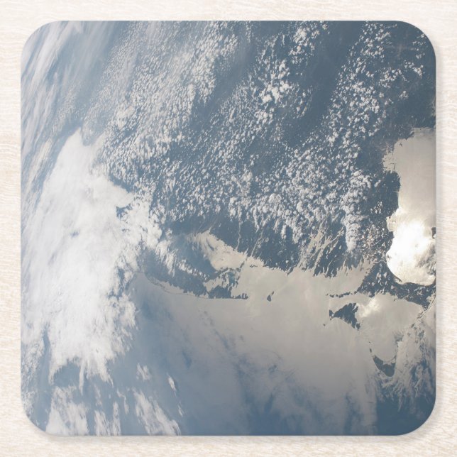 Sunglint On The Waters Of Earth. Square Paper Coaster (Front)