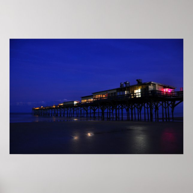 Sunglow Pier Night Stars Daytona Beach Poster (Front)