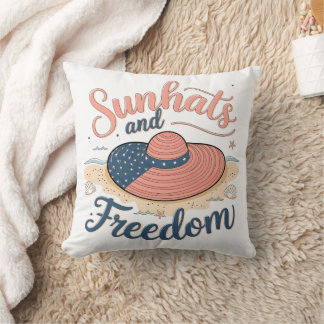 Sunhats and Freedom Patriotic Cushion