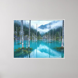 Sunken Forest Lake Kaindy - Ethereal Turquoise Canvas Print