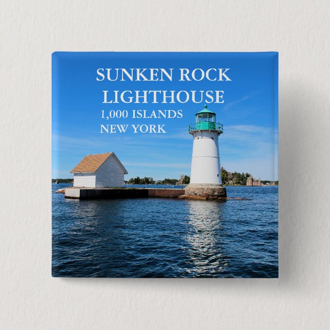 Sunken Rock Lighthouse, New York 15 Cm Square Badge (Front)