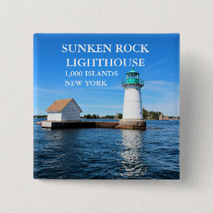 Sunken Rock Lighthouse, New York 15 Cm Square Badge