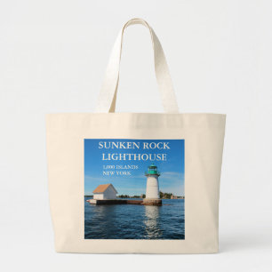 Sunken Rock Lighthouse, New York Large Tote Bag