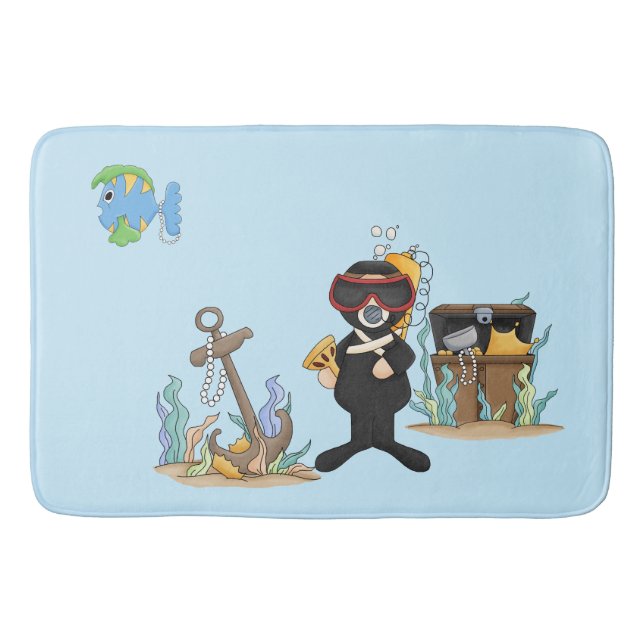 Sunken Treasure Chest Kid's Bath Mat (Front)