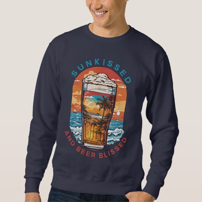 Sunkissed and Beer Blissed Sunset Retro Sweatshirt (Front)