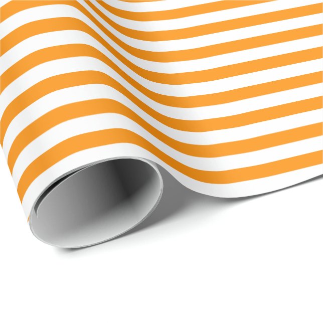 Sunkissed Orange | White Stripe Wrapping Paper (Roll Corner)