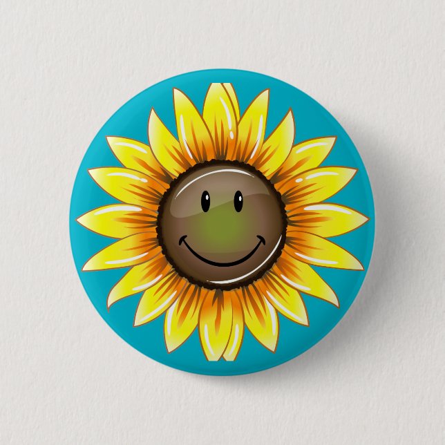 Sunkissed Smiling Sunflower 6 Cm Round Badge (Front)