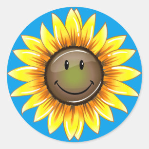 Sunkissed Smiling Sunflower Classic Round Sticker
