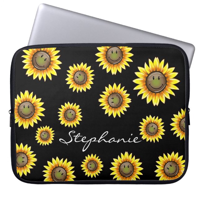 Sunkissed Smiling Sunflower Laptop Sleeve (Front)