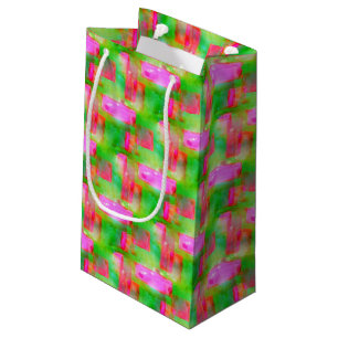 Sunlight abstract painted yellow, pink small gift bag