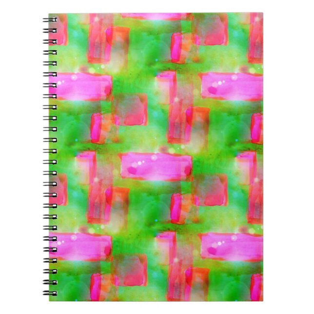 Sunlight abstract painted yellow, pink spiral notebook (Front)