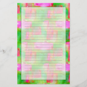 Sunlight abstract painted yellow, pink stationery