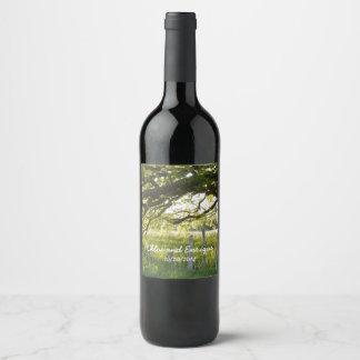 Sunlight And Trees Personalised Wedding Wine Label