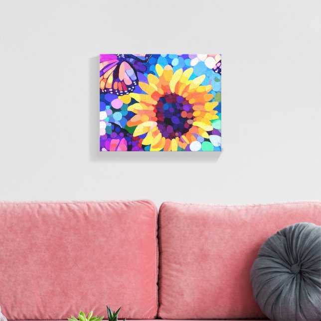 Sunlight & Butterflies Sunflower Canvas Art (Insitu(LivingRoom))