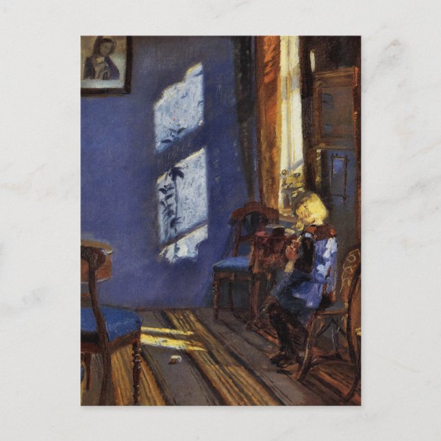 Sunlight in the blue room art by Anna Ancher Postcard (Front)