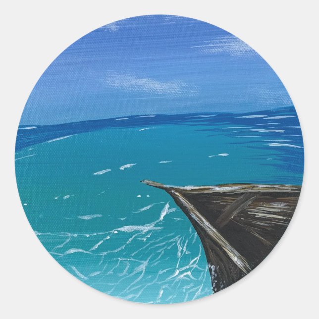 Sunlight on the Sea - handmade artwork  Classic Round Sticker (Front)