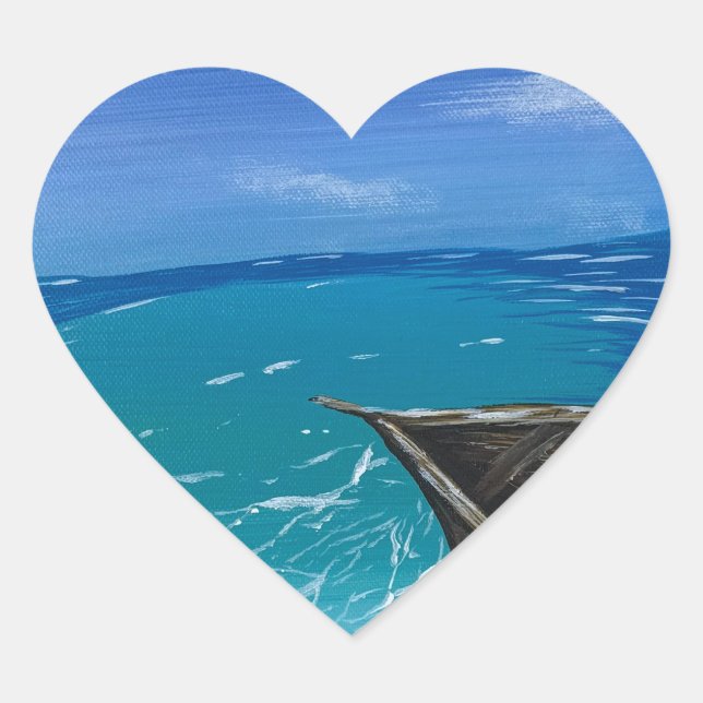 Sunlight on the Sea - handmade artwork  Heart Sticker (Front)