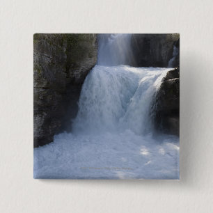 Sunlight On Waterfalls On The Side Of A Mountain 15 Cm Square Badge