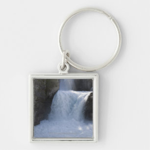 Sunlight On Waterfalls On The Side Of A Mountain Key Ring